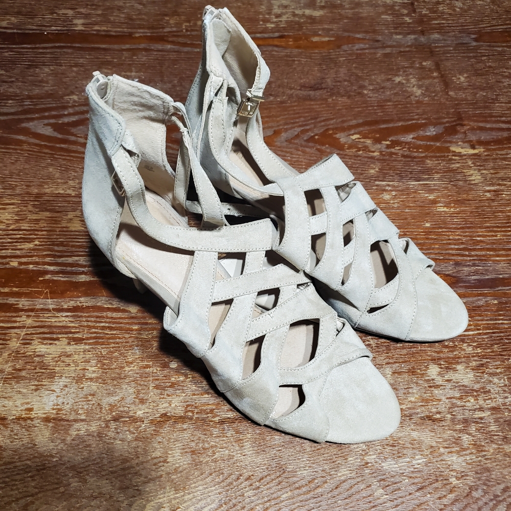 Christian Siriano Cream Strappy Heels